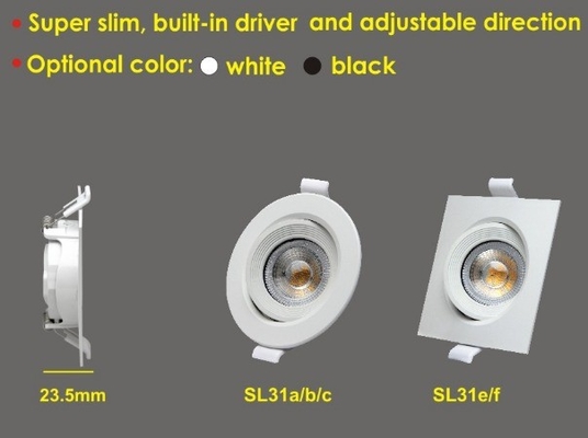 Moderno design 3W 7W 9W LED Mini Super Slim Downlight con driver integrato e NO Dimmer