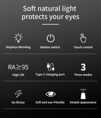 Lampada da tavolo intelligente a sfumatura ABS a sfumatura a tocco con accensione e illuminazione dell'atmosfera