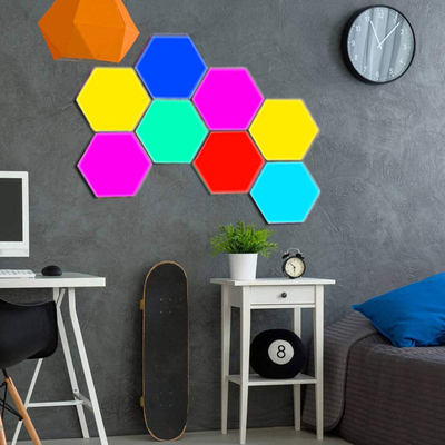 Lampada a contatto creativa a luce notturna modulare a LED con progettazione e controllo quantistici esagonali