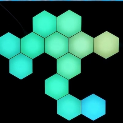Lampada a contatto creativa a luce notturna modulare a LED con progettazione e controllo quantistici esagonali