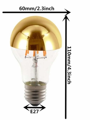 Mezzo cromato A60 6W Bianco caldo 2700K lampadina retro a filamento LED per E27 tipo base