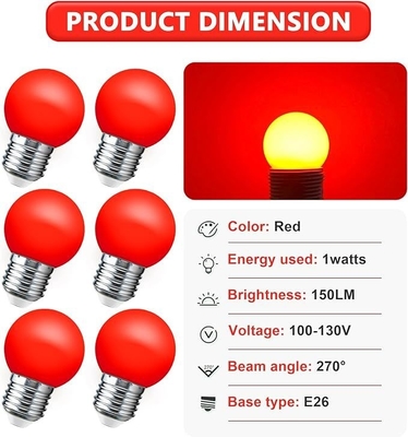 LED G45 Globo Luci di Natale 1W Notte colorata Mini Edison E26 15W Equivalente lampadina rossa