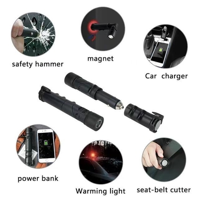 Safety Hammer Power Bank con caricabatterie per auto USB per cellulari da 5,0V/2,4A e sorgente luminosa LED