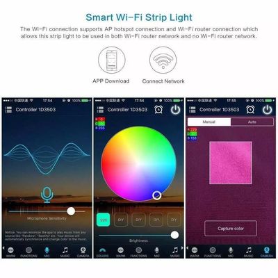 5m 10m 15m Indoor e Outdoor Bluetooth/Wifi Remote Control Smart Strip Lights