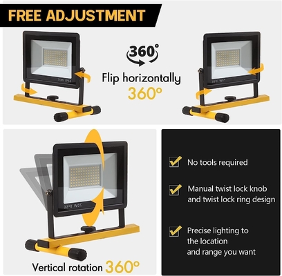 IP66 resistente all'acqua supporto di luce da lavoro 21000lm con supporto per treppiedi pieghevoli e 3 teste regolabili 6500K
