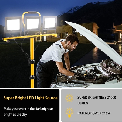 IP66 resistente all'acqua supporto di luce da lavoro 21000lm con supporto per treppiedi pieghevoli e 3 teste regolabili 6500K