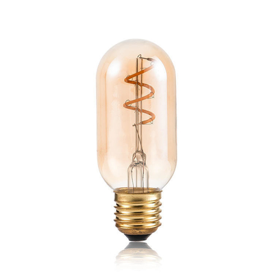 T45 3w lampadina a filamento di vetro singolo curvo Vintage lampadina a LED morbida flessibile per l'illuminazione
