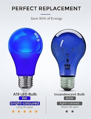 Lampada a LED blu A19 9W E26 Non-Dim per l'illuminazione e la progettazione dei circuiti natalizi all'aperto