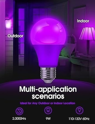 15000 ore di lavoro per tutta la vita lampadina LED viola A19 9W per decorazioni domestiche e di festa