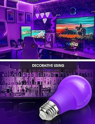 15000 ore di lavoro per tutta la vita lampadina LED viola A19 9W per decorazioni domestiche e di festa