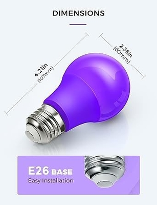 15000 ore di lavoro per tutta la vita lampadina LED viola A19 9W per decorazioni domestiche e di festa