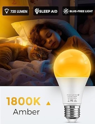 15000 ore di vita Fornitore di alimentazione a corrente alternata Blocco luce blu A19 9W Lampada scura per la stanza dei bambini