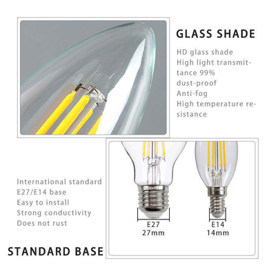 ETL Listed C35 E11 Lampada a incandescenza a LED 4W 120C Dimmabile 500lm 0,06kg per risparmio energetico