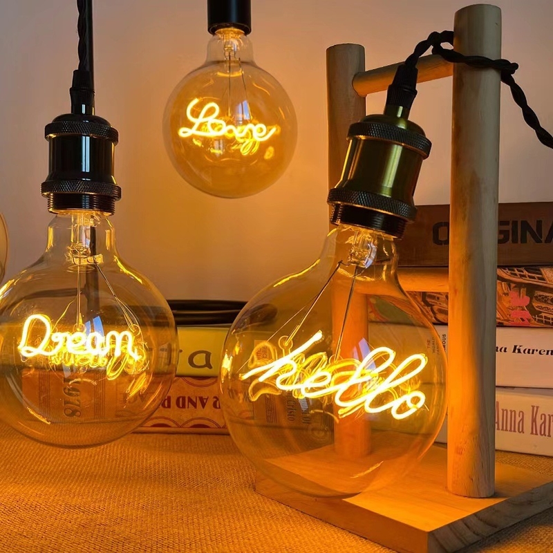 Serie G80/95 Dimmabile LED Decorativo Edison Bulb 4W Glass Clear Amber Base Hotel 1-