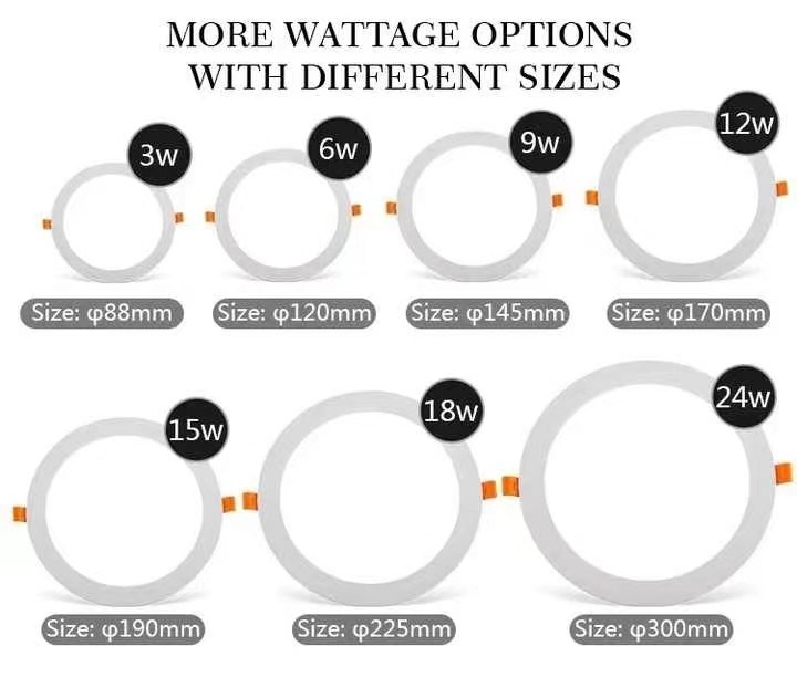 Lumiera a pannello LED slim di lunga durata 3W 6W 9W 12W 24W 28W Durata di vita 30000 ore